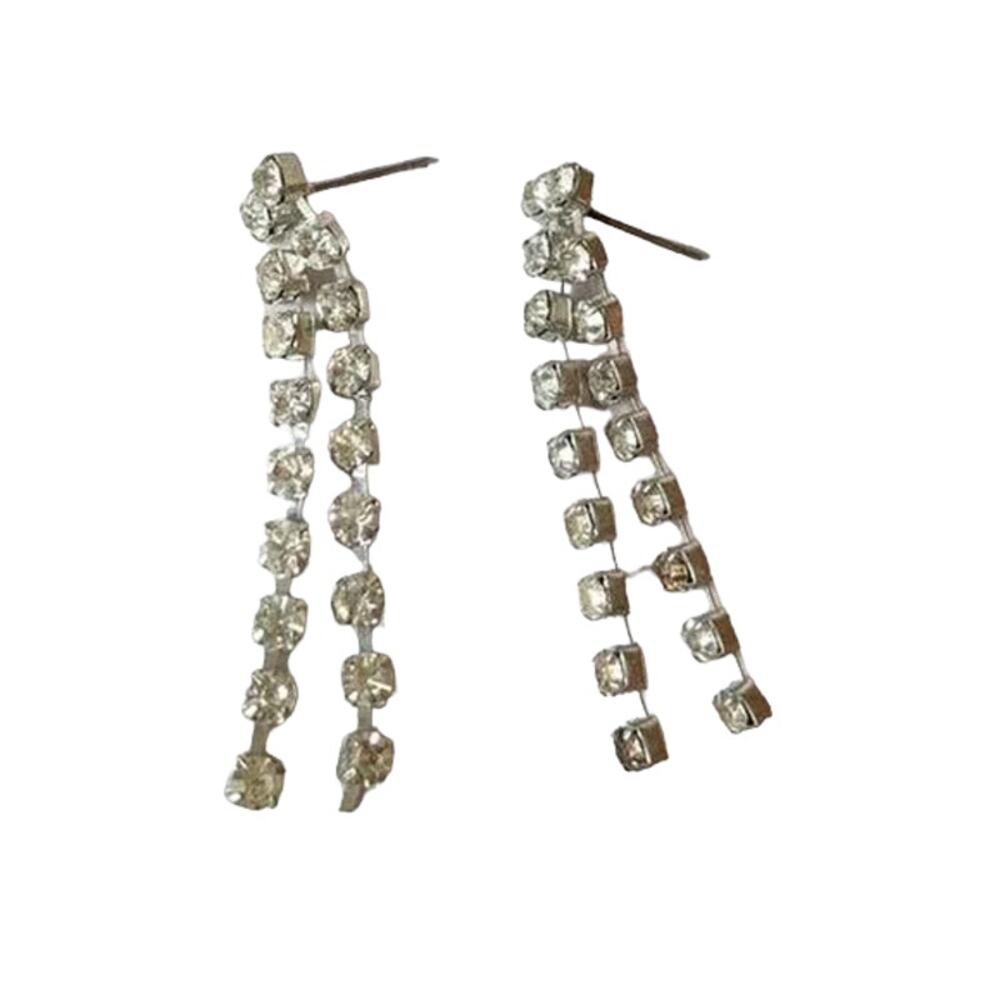 Vintage style rhinestone dangle post earrings